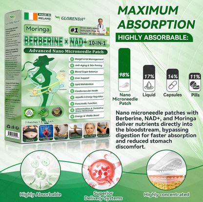 👍👍Loja Oficial |💌 GLORENDA® Moringa · Berberina × NAD+ Adesivo Nano Microagulhamento Avançado 10 em 1 (Uma vez por dia, alterações visíveis em 7 dias)